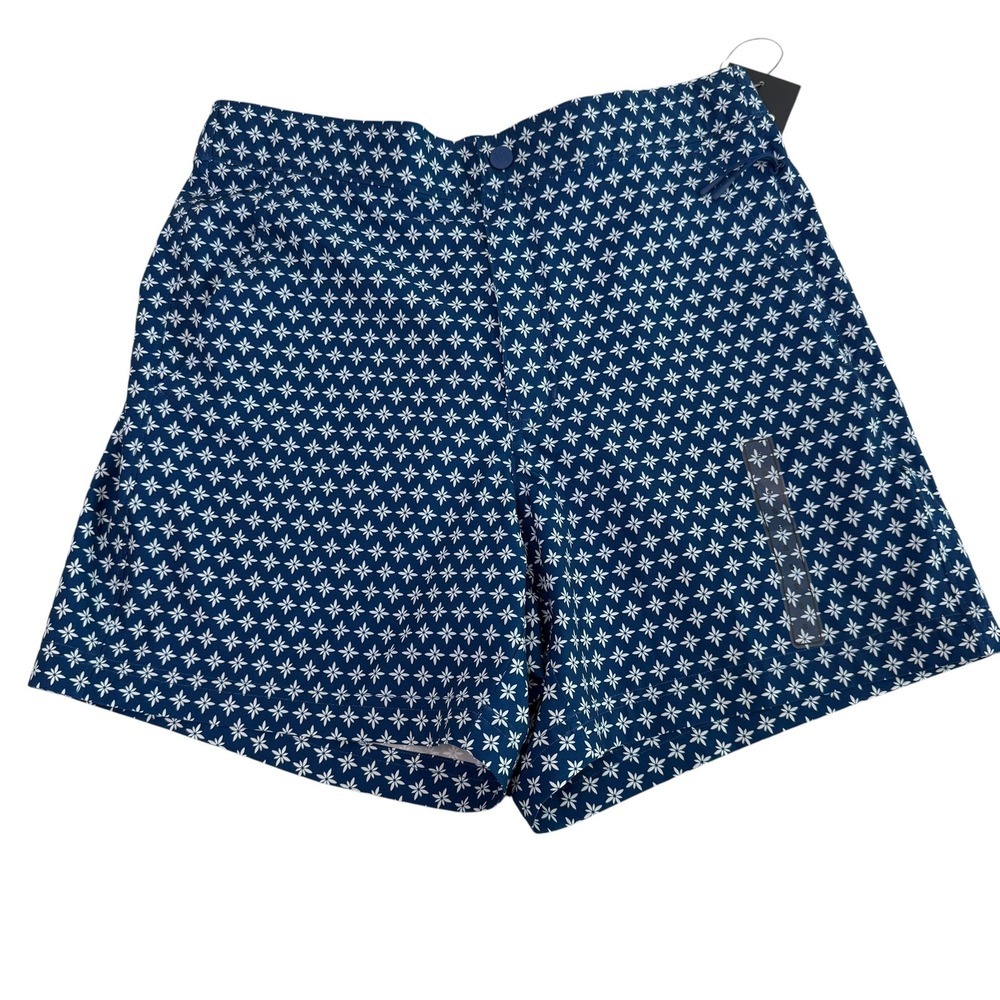 VRST Mens Resort Shorts 6" Deep Denim‎ Print Blue  Hybrid Swim Trunk Small NWT